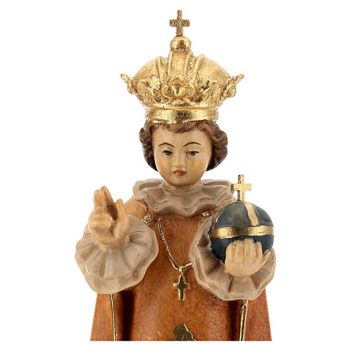 Niño Jesús de Praga de madera, acabado con diferentes matices de marrón 2