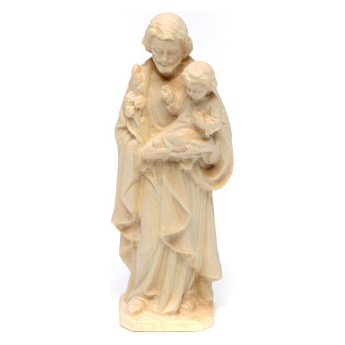 San Giuseppe con Bambino in legno naturale Val Gardena 1