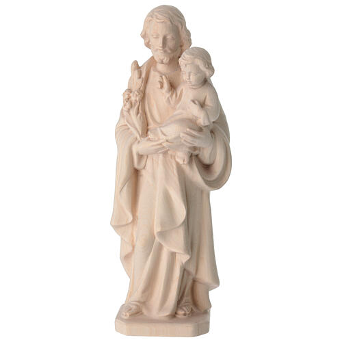 San Giuseppe con Bambino in legno naturale Val Gardena 1