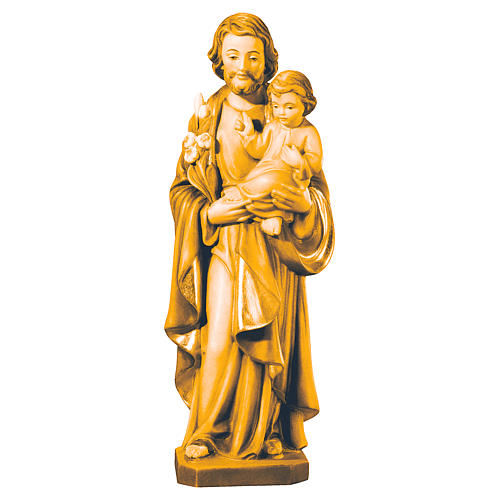 Statue Saint Joseph and Infant Jesus Val Gardena wood, brown shades 1