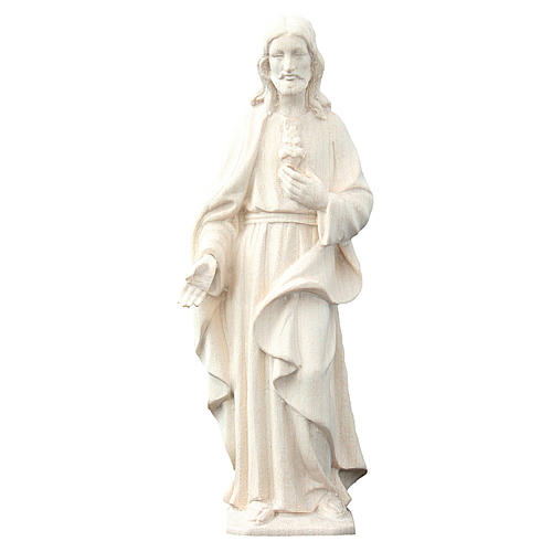 Statue Sacré-Coeur de Jésus bois naturel Valgardena 1