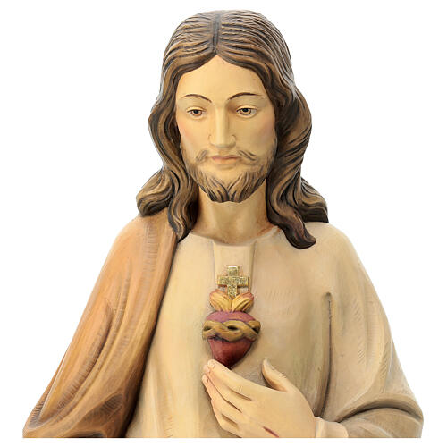 Sagrado Corazón de Jesús de madera, acabado con diferentes matices de marrón 2
