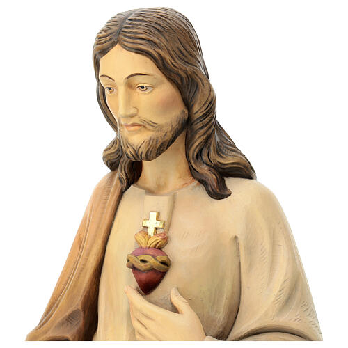 Sagrado Corazón de Jesús de madera, acabado con diferentes matices de marrón 4