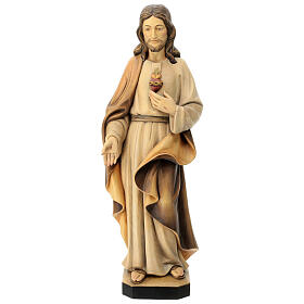 Sacro Cuore di Gesù in legno Val Gardena tonalità marrone