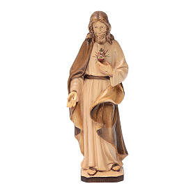 Imagens em Madeira Natural: Sagrado Coração de Jesus em madeira Val Gardena tons castanho Imagens em Madeira Natural: Sagrado Coração de Jesus em madeira Val Gardena tons castanho