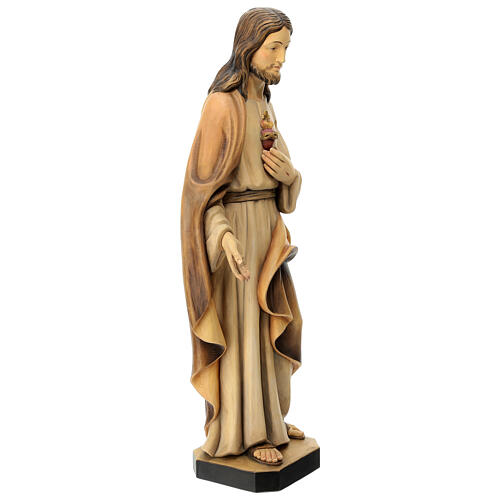 Statue Sacred Heart of Jesus Val Gardena wood, brown shades 5