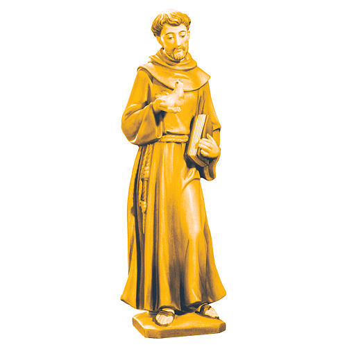 Statue Saint François bois Valgardena nuances brun 1