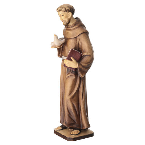 Statue Saint François bois Valgardena nuances brun 4