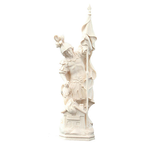 Statua di San Floriano in legno naturale Val Gardena 1