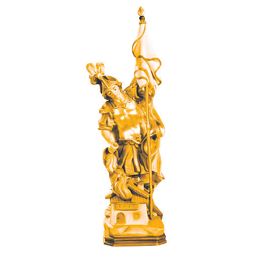 Statue de Saint Florian bois Valgardena nuances brun 1
