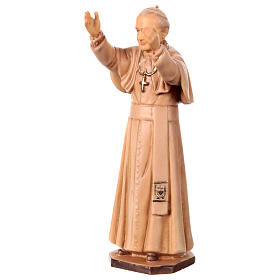 Statue Pope John Paul II Val Gardena wood, brown shades