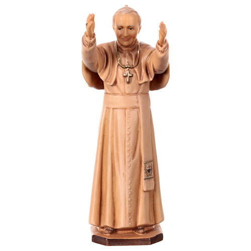 Statue Jean Paul II bois Valgardena nuances brun 1