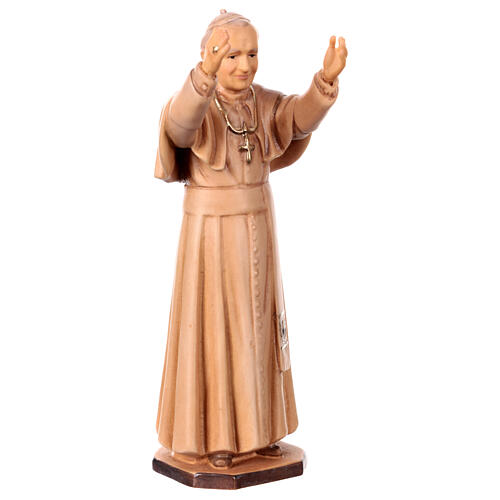 Statue Jean Paul II bois Valgardena nuances brun 3