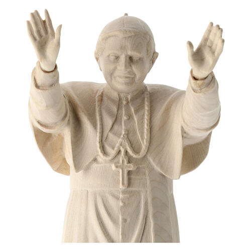 Pope Benedict XVI statue in natural Val Gardena wood 2