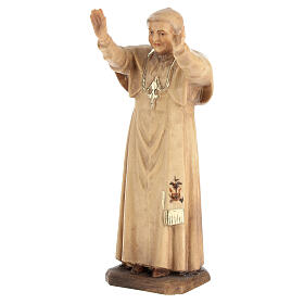 Estatua Papa Benedicto XVI de madera de la Val Gardena, acabado con diferentes matices de marrón