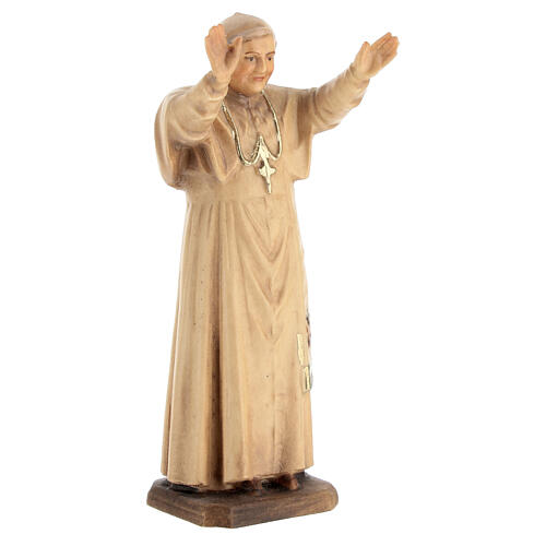 Estatua Papa Benedicto XVI de madera de la Val Gardena, acabado con diferentes matices de marrón 3