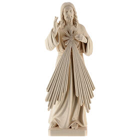 Statua di Gesù Misericordioso in legno naturale della Val Gardena
