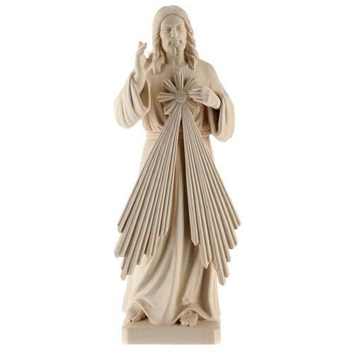 Statua di Gesù Misericordioso in legno naturale della Val Gardena 1