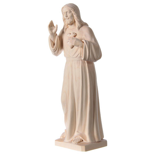 Statue en bois naturel Valgardena Sacré-Coeur de Jésus 3