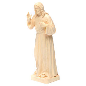 Estatua Jesús Bendecidor de madera natural de la Val Gardena