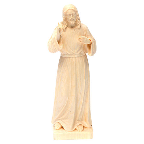 Estatua Jesús Bendecidor de madera natural de la Val Gardena 1