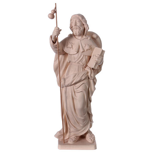 Estatua Santiago el Mayor de madera natural de la Val Gardena 1