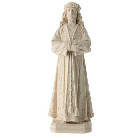 Estatua Jesús con túnica decorada de madera natural de la Val Gardena