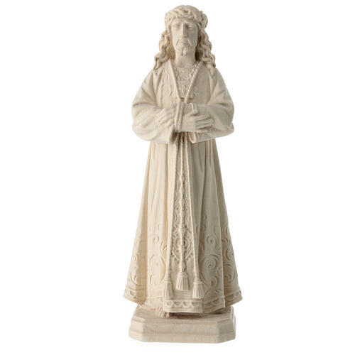 Estatua Jesús con túnica decorada de madera natural de la Val Gardena 1