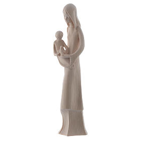 Virgen con Niño Jesús y paloma 25 cm de madera natural de la Val Gardena