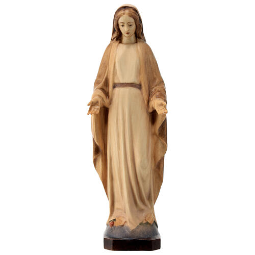 Statue Vierge Immaculée bois Valgardena nuances marron 1