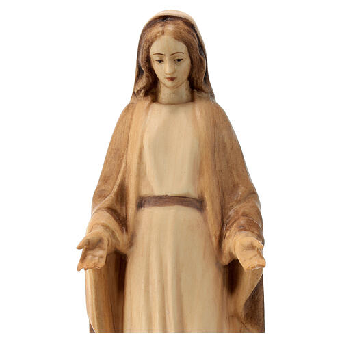 Statue Vierge Immaculée bois Valgardena nuances marron 2