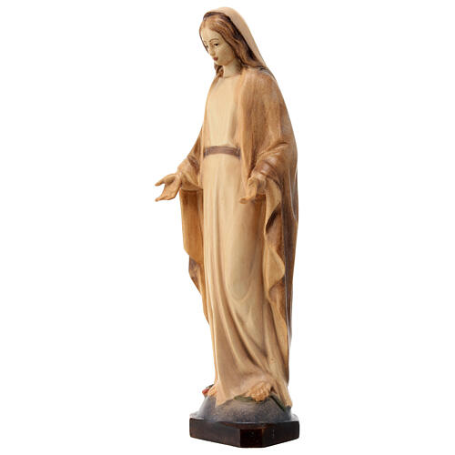 Statue Vierge Immaculée bois Valgardena nuances marron 3