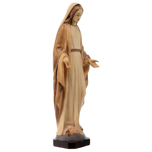 Statue Vierge Immaculée bois Valgardena nuances marron 4