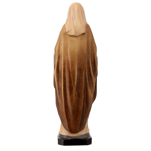 Statue Vierge Immaculée bois Valgardena nuances marron 5