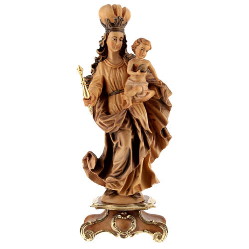 Estatua Nuestra Señora de Baviaria de madera de arce, acabado con diferentes matices de marrón 1
