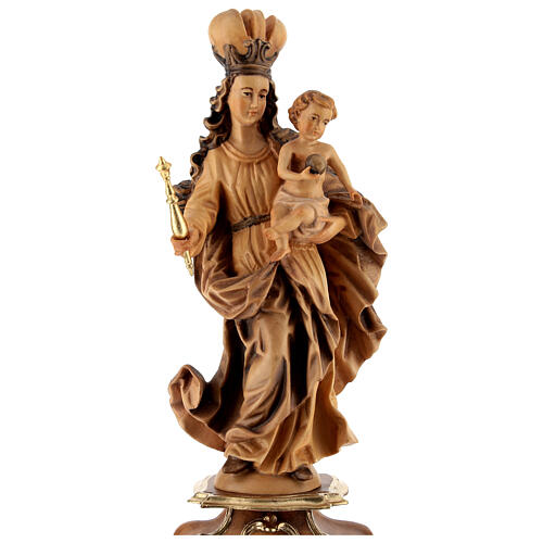 Estatua Nuestra Señora de Baviaria de madera de arce, acabado con diferentes matices de marrón 2