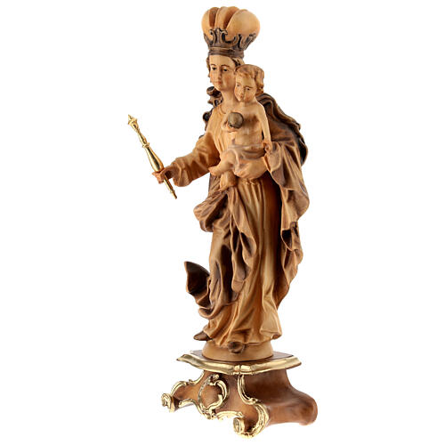 Estatua Nuestra Señora de Baviaria de madera de arce, acabado con diferentes matices de marrón 3