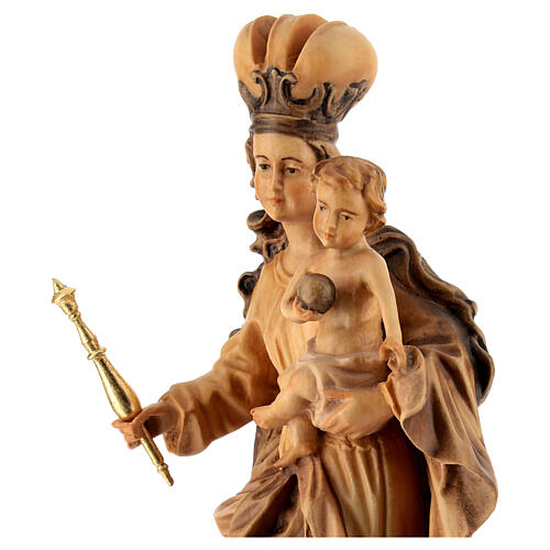 Estatua Nuestra Señora de Baviaria de madera de arce, acabado con diferentes matices de marrón 4