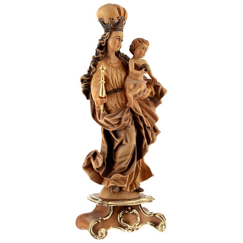 Estatua Nuestra Señora de Baviaria de madera de arce, acabado con diferentes matices de marrón 5