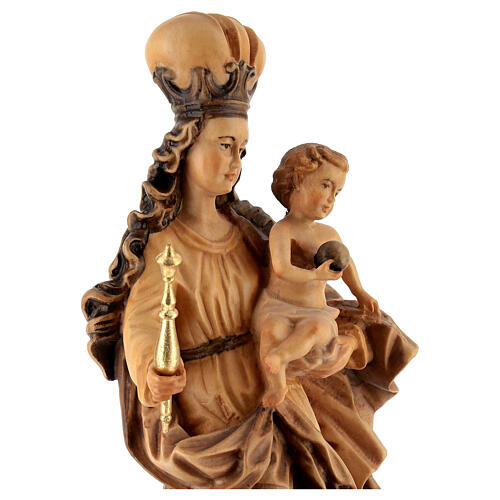 Estatua Nuestra Señora de Baviaria de madera de arce, acabado con diferentes matices de marrón 6