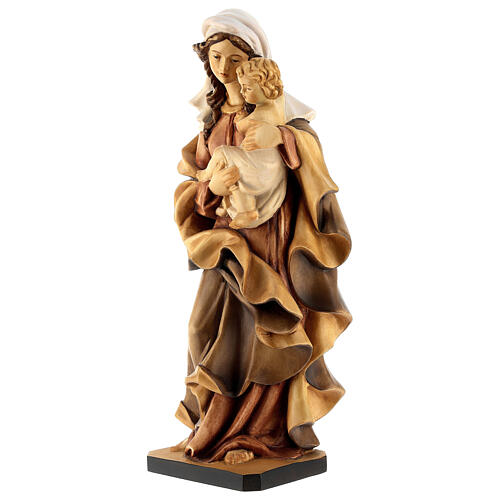 Statue Vierge du Coeur bois Valgardena nuances marron 3