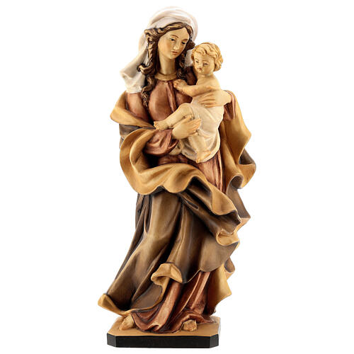 Statua Madonna del Cuore legno Valgardena diverse tonalità marrone 1