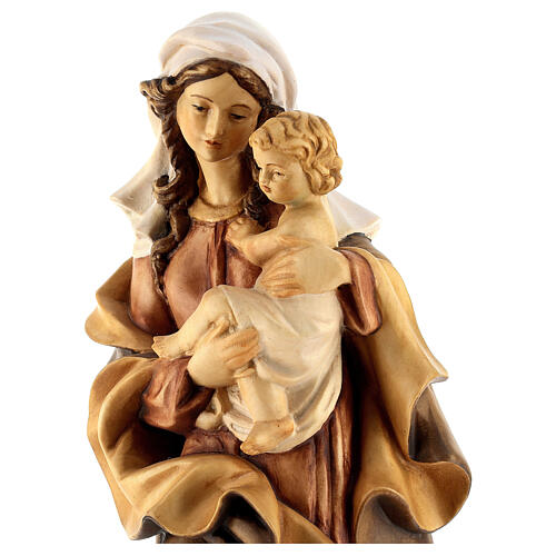 Statua Madonna del Cuore legno Valgardena diverse tonalità marrone 4