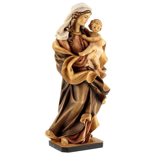 Statua Madonna del Cuore legno Valgardena diverse tonalità marrone 5