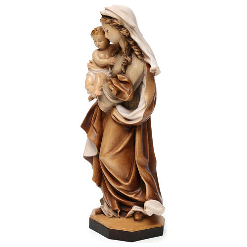 Statua Madonna Reverenza legno Valgardena diverse tonalità marrone 3
