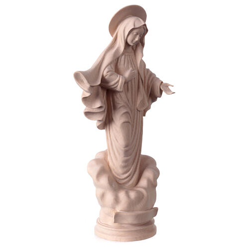 Imagen de la Virgen de Medjugorje de madera natural de la Val Gardena 5