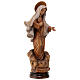 Estatua de la Virgen de Medjugorje de madera de la Val Gardena, acabado con diferentes matices de marrón s5