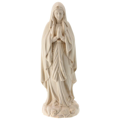 Statue Notre-Dame Lourdes bois Valgardena naturel 1