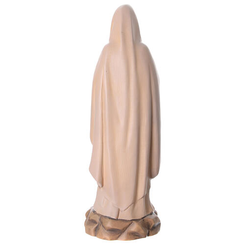 Estatua Virgen de Lourdes de madera de la Val Gardena, acabado con diferentes matices de marrón 5
