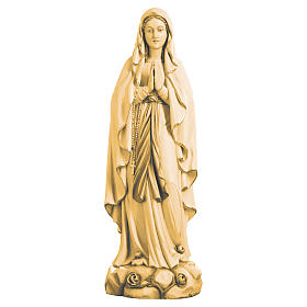 Statue Notre-Dame Lourdes bois Valgardena nuances marron